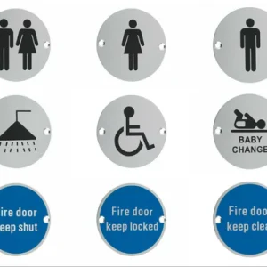 Facilities Door Sign Male, Female & Unisex Toilet, Fire, Disabled, Shower, Baby