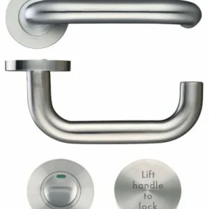 Lift To Lock Disabled Facility Toilet Indicator Door Handle Set Stainless Steel